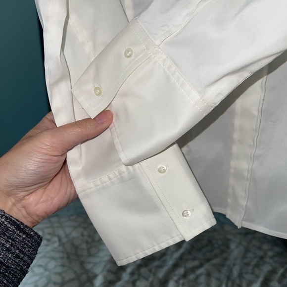 Boss By Hugo Boss BASHINA White Collared Blouse Button-Less Side Zip Vneck Sz 0 - Picture 10 of 15